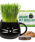 Organic Cat Grass Growing Kit For Indoor Cats With Premium Seed Mix, Soil, And Planter, Hairball Control And Digestion Support