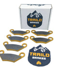 Traild Brakes ceramic brake pad set for Polaris Sportsman 570/500/450/400/800 (2009–2020); six gold-backed pads with gray friction