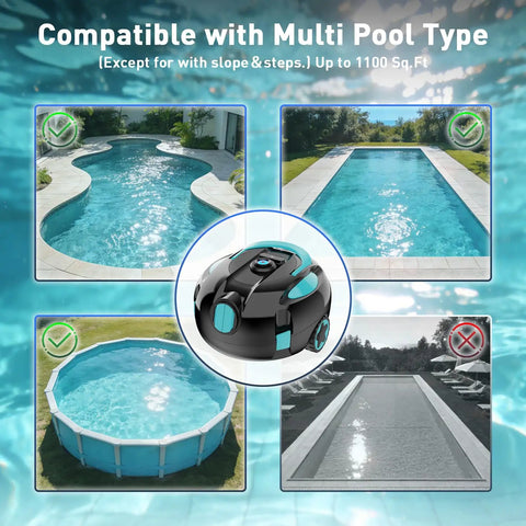 Cordless Robotic Pool Cleaner With Dual Suction And 130 Minute Runtime Self Parking Lightweight for various pool types