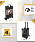 Pack-N-Roll Mesh Portable Tools Carrier 55 lb load, showing folding cart with telescoping handle and secure lock.