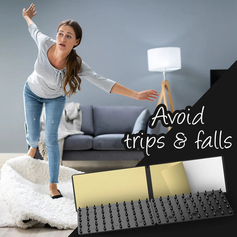Non Slip Mat And Rug Grippers 4 Pack Black Stop Mats From Slipping Or Sliding With Double Grip Design And 100 Plus Spikes Per Mat