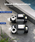 Top Rated Hot Tub Circulation Pump Runs Like A Champ With Smooth Sixty Three Gpm Flow And Solid 230V Power For Dependable Spa Maintenance Straight Up Upgrade For Any Backyard Setup Now, showing WTC50M and WTC50M-Long Snout models.