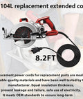 Heavy Duty Kickass Replacement Power Cord Compatible With Skilsaw Worm Drive Circular Saw 14 AWG 3 Prong Bare Wire Cable Hardhat Ready Jobsite Essential 8.2FT cord for cutting tools.