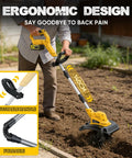 Beast Cordless Tiller Cultivator With 800W Motor And 400RPM being used in a garden, showcasing ergonomic design and adjustable handle.