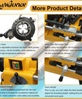 Close-up of adjustable die head on Heavy Duty Electric Pipe Threader Cutter Machine That Makes Short Work Of Steel Copper And Galvanized Pipe Up To 3 Inches With NPT BSPT Dies For Plumbing No Sweat.