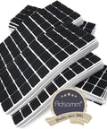 Premium Self Adhesive Felt Floor Pads Black Square Furniture Glides in stacks, ultra thick, pack of two thousand pieces.