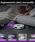 Low-profile Robot Vacuum and Mop Combo with Bagless Self-Emptying Station 18000Pa Suction; operates quietly under furniture