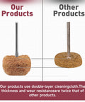 Comparison of Buffing Wheel Set 1 Inch For Rotary Tool, 1/8 Inch Shank (3mm), showing double-layer cleaning cloth