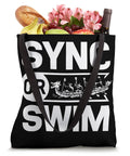 Paddler Tote Bag For Dragon Boat Racing And Dragonboating Fans with 'SYNC OR SWIM' text and graphic, filled with groceries.