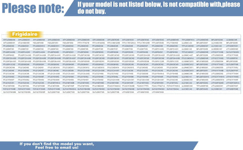Compatibility chart for Upgraded 5304507199 Freezer Door Gasket For Frigidaire Fridge Replacement For 216522312 216522313.