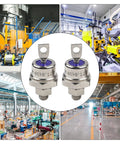 Pack Of Two Built Tight Stud Mount Diode Rectifiers Rated 40 Amps And 1200 Volts displayed in an industrial setting with machinery.