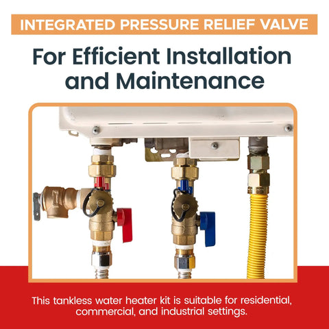 Integrated pressure relief valve of Three Quarter Inch Tankless Water Heater Flush Kit With Isolation Valves