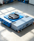 Tough As Nails Heavy Duty Electric Transfer Cart Makes Industrial Warehouse Heavy Lifting An Absolute Breeze With 360 Rotating Turntable Platform And Wireless Remote, top view showcasing swivel base and controls.