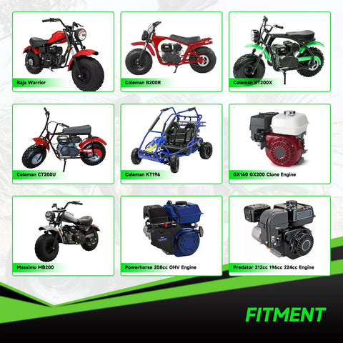 Fitment options for Exhaust Pipe Kit For Predator 212cc And GX Engines with Coleman Mini Bikes and Go Karts image