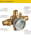 Rough-In Shower Valve With Universal Inlets And Outlets And Screwdriver Stops Unfinished No Fuss Easy Install Brass Valve