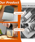 Waffle fry cutter for potatoes with metal crinkle blades and black handle (2-pack)