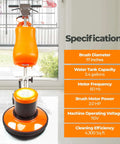 17 Inch Commercial Floor Buffer Scrubber Polisher Machine With 2.0 HP Motor, 175 RPM Low Speed, 3.4 Gallon Tank in orange color