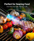Powerful Propane Kitchen Torch For Searing Steak, Grilling And BBQ, Adjustable Flame, Culinary Blow Torch in use on grill