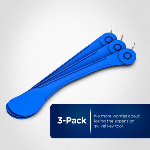 Orthodontic Expansion Swivel Key Tool For Palatal Expanders Easy Turn 3 Pack With Medical Grade Stainless Steel Pin And BPA Free Food Grade Plastic Handle By Galvanox, blue tools, side view