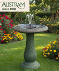 Pedestal Bird Bath With Solar Fountain For Outdoor Garden Decor Resin Stone Composite Standing Bird Bath For Patio And Yard No Fuss Install 23 Inch Tall Hummingbird Bowl Water Feature in garden with flowers