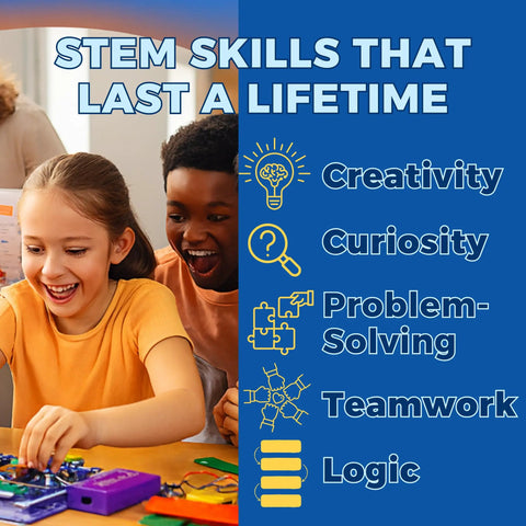 STEM Electronics Kit for Kids 8 Plus 300 Hands On Projects to Learn Circuits and Engineering Build Radios, Sensors, Fans, and More, 60 Parts, Full Color Manual, A Totally Cool Gift for Boys and Girls. Kids using circuit kit