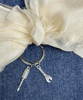 Thats What I Do I Fix Stuff And I Know Things Mechanic Keychain Gift on fabric, includes screwdriver and wrench charms