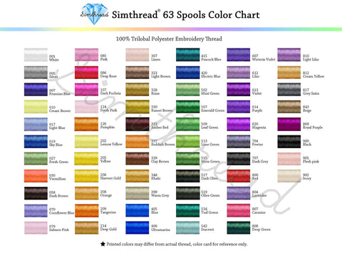 63 Color Polyester Embroidery Thread Kit For Brother Embroidery Machines 40 Weight Spools With Color Chart And Pro Grade Brand Conversion Guide For Easy Matching On Your Sewing And Embroidery Projects