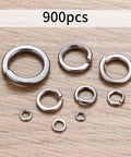 900 pcs stainless steel split lock washers; assorted sizes