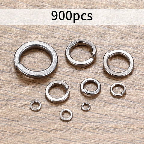 900 pcs stainless steel split lock washers; assorted sizes