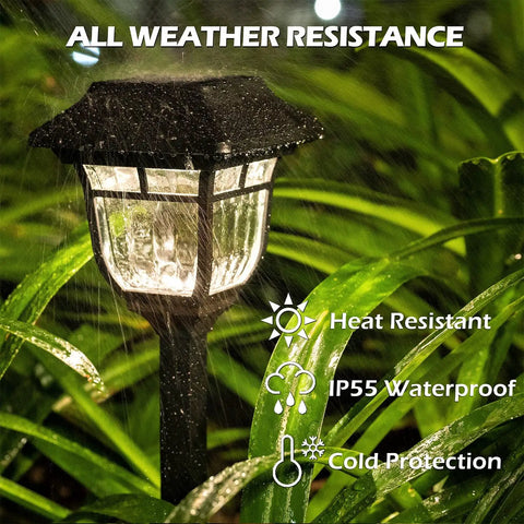 Solar Pathway Lights 4 Pack Outdoor Garden LED Lights IP65 Waterproof Glass And Metal Walkway Landscape Lighting