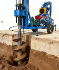 Portable Water Well Drilling Rig With Hydraulic Drive for Small Farms drilling into soil at job site