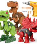 Take Apart Dinosaur Building Kit With Electric Drill For Kids Ages 3 4 5 6 7, STEM Construction Toys featuring dinosaurs and drill