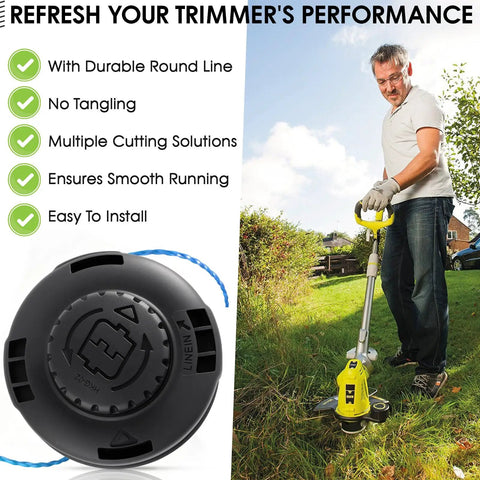 Replacement Weed Eater Head For Kobalt 80V 40V And 24V Cordless Trimmers being used in yard work