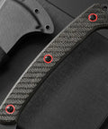 Close-up of Micarta handle and Kydex sheath on Beast Of A Camping Axe For Bushcraft And Survival With DC53 Steel Blade