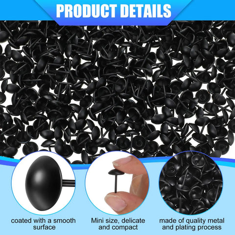 Product details of Matte Black Upholstery Tacks 7/16 Inch 11 X 17 Mm 200 Pcs With Storage Box For Upholstered Furniture Cork Board DIY Projects DIY Friendly Home Decor Durable Metal Thumb Nails