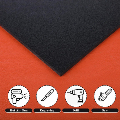 2 Pack ABS Plastic Sheet 12 By 16 Inch One Quarter Inch Thick Black Rigid Moldable Thermoplastic Board for Crafts DIY Projects