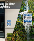 Skip The Drama Outside With Our 24 Hour Video Surveillance Sign 10X14 Inch Durable Aluminum Outdoor Security Plaque mounted on a wall.