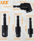 Go-To Flexible Drill Bit Extension Set With Right Angle Attachment 360 Degree Rotatable Includes One Quarter Inch One Three Eighths Inch One Half Inch Hex Shank Socket Adapters For Power Drill Driver Cordless Drill And Screwdriver