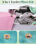 All In One Grommet Eyelet Pliers Kit For 3mm And 5mm Eyelets Includes 160 Metal Grommets And Case Heavy Duty Rivet Press Setter Tool in use