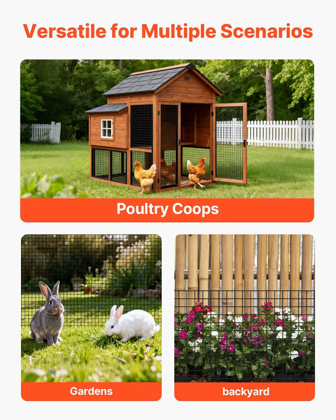 Heavy Duty Vinyl Coated Chicken Wire Mesh Roll Seventy Two By One Hundred Feet Galvanized Hardware Cloth Half Inch Grid for poultry coops.