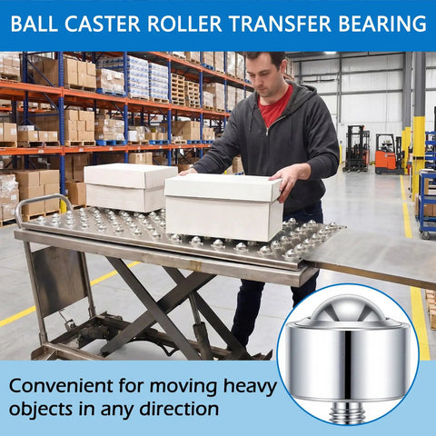 4 Pack 1 Inch Heavy Duty Steel Ball Transfer Bearings Rollers for workbenches and conveyor setups, 390 lb per unit