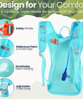 3 Piece Kids Hydration Backpack Set with a One and a Half Liter Water Bladder featuring ergonomic mesh design