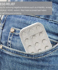 Heavy Duty Metal Fidget Slider Featuring Unlimited Rotary Push Brick Design For Adults ADHD Anxiety And Stress Relief Smooth As Butter Gliding Action tucked in denim pocket.