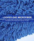 Premium 36 Inch Microfiber Dust Mop Head Replacement Medium Washable Commercial Dry Dust Mop Pad That Kicks Debris Away No Sweat Easy Mount Push Broom Refill For Smooth Janitorial Cleanup On Any Floor Surface showing looped-end blue microfiber strands for effective dust capture.