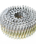 Two And A Half Inch 0.092 Inch Collated Wire Coil Siding Nails Tough As Nails Heavy Duty 15 Degree Full Round Head Ring Shank Hot Dipped Galvanized