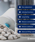 Aqua Pour Ceramic Pre Filter 1364 Replacement For PiMag Aquapour System 1360 with rocks and filter media layers visible