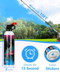 Totally Epic Gender Reveal Fire Extinguisher 2 Pack Straight Up Biodegradable Eco Friendly Party Confetti Sprayer For Baby Shower Decor Smooth Operator Color Blast, 10 inch sprayer in action. 10 ft powder blast.