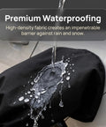 Drop In Ready Magnetic EV Charger Port Cover demonstrating premium waterproofing with water beads on high-density fabric.