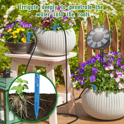 automatic plant watering system for balcony Solar Powered Drip Irrigation System Kit ✓