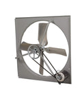 Heavy Duty 36 Inch Belt Drive Commercial Exhaust Fan Built Tough As Nails For Rugged Building Ventilation featuring metallic blades and motor.